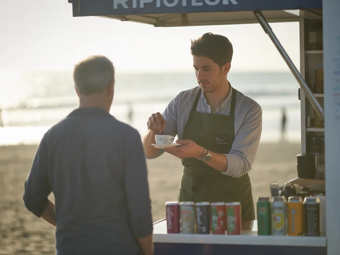 Vente de boisson face à la mer