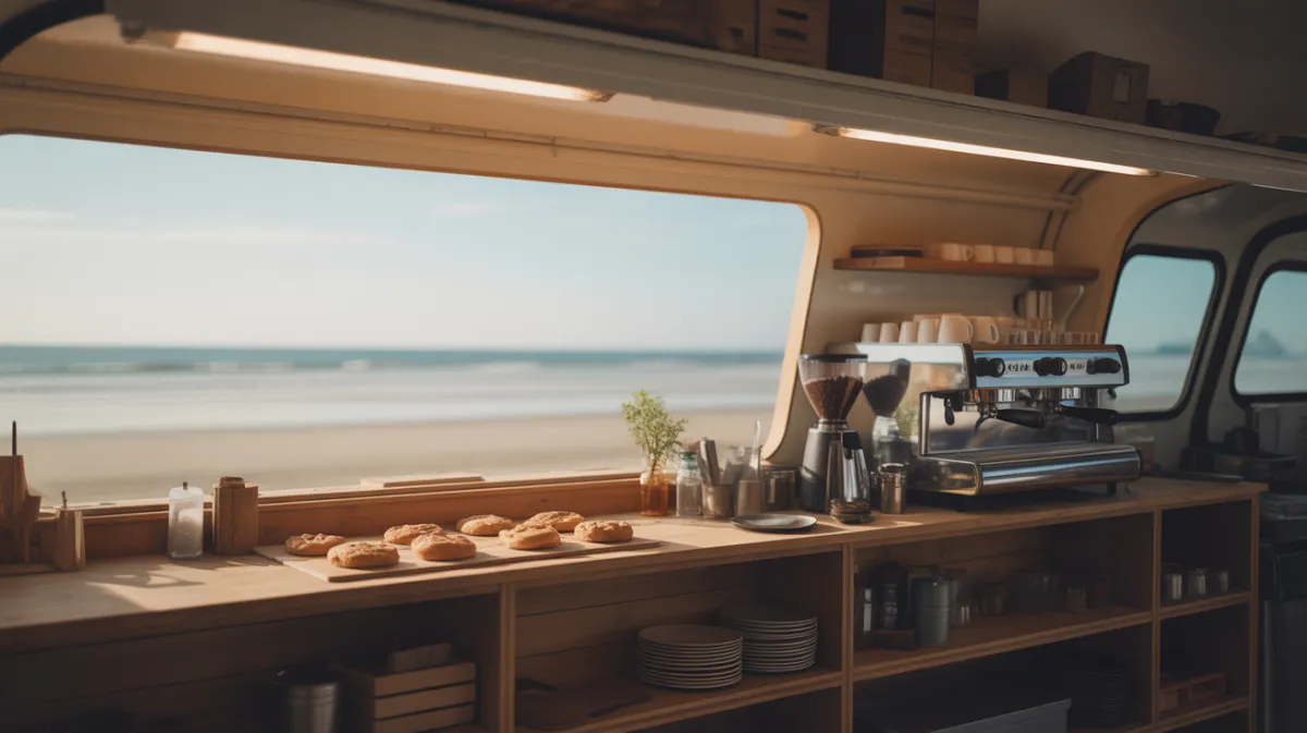 Triporteur Aloha Omaha Cafe sur la plage de Saint Laurent sur mer